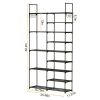 9 Tiers Plus 5 Tiers Shoe Rack Metal Shoe Storage Shelf Free Standing Large Shoe Stand 28+ Pairs Shoe Tower Unit Tall Shoe Organizer with Side Hooks f