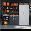 71"H Metal Garage Storage Cabinet, Black Tool Steel Locking Cabinet with Doors and 4 Shelves, Tall Cabinets for Garage Storage Systems Lockable File C