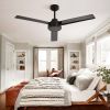 52" Outdoor Ceiling Fan Without Light with Remote Control ,3 ABS Blades Farmhouse Ceiling Fan 6-speed Reversible DC Motor Black for Living Room, Bedro
