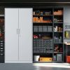 71"H Metal Garage Storage Cabinet, Black Tool Steel Locking Cabinet with Doors and 4 Shelves, Tall Cabinets for Garage Storage Systems Lockable File C