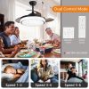 42 inch Retractable Ceiling Fans with Lights Remote Control,Fandelier Flush Mount Modern Ceiling Fan with Bladeless Ceiling Fan,LED Dimmable Light,Sil