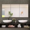 60" x 30" Black Medicine Cabinets with Mirror Recessed or Surface Wall-Mounted Aluminum Alloy Vanity Mirror with Storage