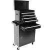 Rolling Garage Workshop Organizer Detachable 5 Drawer Tool Chest with Large Storage Cabinet and Adjustable Shelf, Black