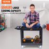 VEVOR Utility Service Cart, 2 Shelf 550LBS Heavy Duty Plastic Rolling Utility Cart with 360¬∞ Swivel Wheels, Medium Lipped Shelf, Ergonomic Storage Ha
