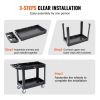 VEVOR Utility Service Cart, 2 Shelf 550LBS Heavy Duty Plastic Rolling Utility Cart with 360¬∞ Swivel Wheels, Medium Lipped Shelf, Ergonomic Storage Ha