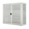 Retro Style Haze Double Glass Door Wall Cabinet With Detachable Shelves for Office, Dining Room,Living Room, Kitchen and Bathroom White Color(=OLD ITE