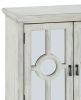 Classic Storage Cabinet Antique White 1pc Modern Traditional Accent Chest with Mirror Doors Pendant Pulls Wooden Furniture Living Room Bedroom