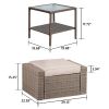 Wholesale Rattan Wicker Brown Footstools And Ottomans Small Patio Furniture Set With Coffee Table