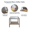 Wholesale Rattan Wicker Brown Footstools And Ottomans Small Patio Furniture Set With Coffee Table
