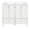 36'' Bathroom Vanity with Resin Sink Combo,Solid Wood Frame Bathroom Storage Cabinet, Freestanding Vanity Set with 4 Soft Closing Doors& 2 Drawers
