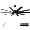 72 in.Integarted LED Large Black Double Finish Ceiling Fan with Remote Control