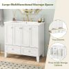 36'' Bathroom Vanity with Resin Sink Combo,Solid Wood Frame Bathroom Storage Cabinet, Freestanding Vanity Set with 4 Soft Closing Doors& 2 Drawers