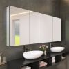 80" x 30" Black Medicine Cabinets with Mirror Recessed or Surface Wall-Mounted Aluminum Alloy Vanity Mirror with Storage