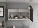 Napoles Wall Cabinet; Two Shelves; Double Door -White / Smokey Oak