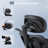 Office Chair, Ergonomic Home Office Desk Chairs, Swivel Chair with 2DLumbar Support and 3D Headrest,Mesh Comfortable Work Chair Adjustable 3D Armrests
