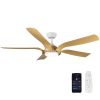 Smart 56" Integrated LED Ceiling Fan with Antique Wood in Floral Shape