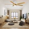 Smart 56" Integrated LED Ceiling Fan with Antique Wood in Floral Shape