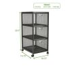Rolling Utility Trolley; File Cabinet Box with 3 Drawers; Black