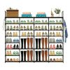 8-Tier 4-Row Shoe Rack Metal Shoe Storage Shelf Free Standing Large Shoe Stand 56 Pairs Shoe Tower Unit Tall Shoe Organizer with 2 Hooks for Entryway
