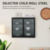 Retro Style Haze Double Glass Door Wall Cabinet With Detachable Shelves for Office, Dining Room,Living Room, Kitchen and Bathroom Black(=OLD ITEM CODE