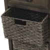TREXM Rustic Storage Cabinet with Two Drawers and Four Classic Rattan Basket for Dining Room/Living Room (Brown Gray)