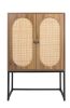 Set of 2, Natural rattan, Allen 2 Door High Cabinet, Rattan, Built-in Adjustable Shelf, Easy Assembly, Free Standing Cabinet for Living Room Bedroom