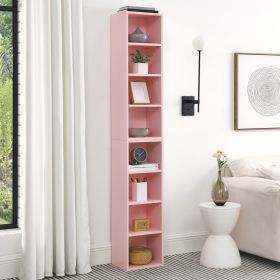 8-Tier Media Tower Rack, CD DVD Slim Storage Cabinet with Adjustable Shelves, Tall Narrow Bookcase Display Bookshelf for Home Office,Multi-functional (Color: as Pic)