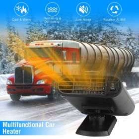 24V 150W Portable Car Heater Heating Fan 2 in 1 Defroster Defogger Demister Windshield Heater Automotive Cooling Fan with 360¬∞Rotating Base (Voltage: 12V)