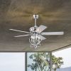 52 inch 4 Lights Ceiling Fan with 5 Wood Blades, Two-color fan blade, AC Motor, Remote Control, Reversible Airflow, 3-Speed, Adjustable Height, Tradit