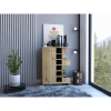 DEPOT E-SHOP Magda Bar Cart, Four Casters, Single Door Cabinet, Two External Shelves, Light Oak