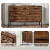 Wood Dresser with 7 Drawers, Wooden Storage Closet for Bedroom, Solid Clothes Cabinet with Sturdy Steel Frame, 48.58"W√ó15.75"D√ó31.22"H, 48 inch, Rus
