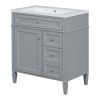30'' Bathroom Vanity with Top Sink, Modern Bathroom Storage Cabinet with 2 Drawers and a Tip-out Drawer, Single Sink Bathroom Vanity